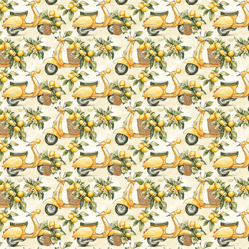 Sarja Impermeável Estampada Vespa Limão Vintage 9100E16152