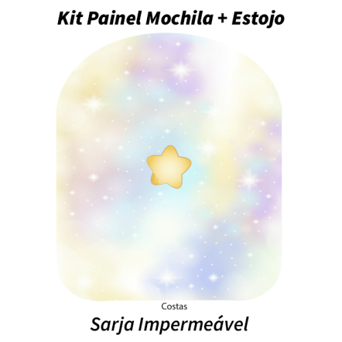 Sarja Impermeável Painel Mochila + Estojo Bebê Unicórnio Arco Íris 9100e9517