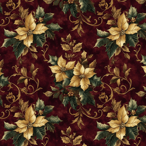 Tecido Sarja Impermeável Estampada Flor de Natal 9101E14939