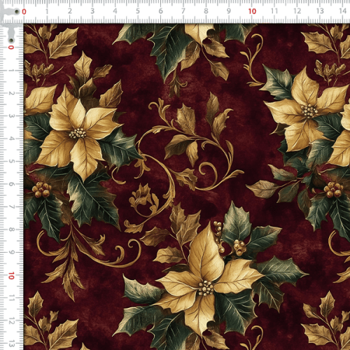 Tecido Sarja Impermeável Estampada Flor de Natal 9101E14939