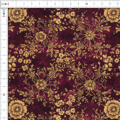 Tecido Sarja Impermeável Estampada Floral Dourado Clássico 9101E14942