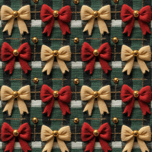 Tecido Sarja Impermeável Estampada Laços de Natal 9101E14944