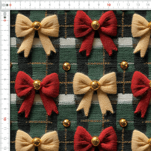 Tecido Sarja Impermeável Estampada Laços de Natal 9101E14944