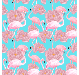 Retalho Sarja Impermeável Flamingo e Flores (1,00 x 1,50 mts) 1RET9100e4909