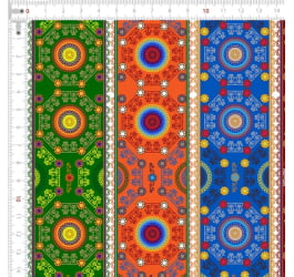 Retalho Tecido Tricoline Digital Barrados Mandalas Coloridas (0,50x1,50 mts) RET9100e7778