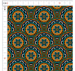 Retalho Tecido Tricoline Digital Mandalas Azul Verde e Amarelo (0,50x1,50 mts) RET9100e7885