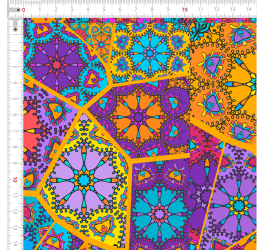 Retalho Tecido Tricoline Digital Mandalas Geometrico Colorido (0,50x1,50 mts) RET9100e7891