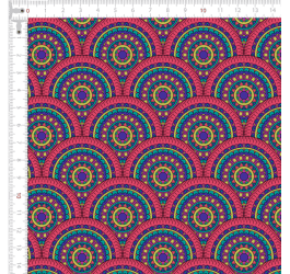 Retalho Tecido Tricoline Digital Mandalas Sobrepostas Multicolorida (0,50x1,50 mts) RET9100e7887