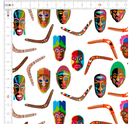 Retalho Tecido Tricoline Digital Máscaras Africanas (0,50x1,50 mts) RET9100e7173