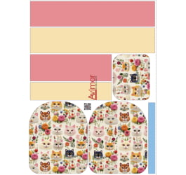 Painel Mochila Média com Bolso Gatos Floral PS112