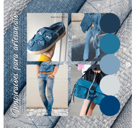 Sintético Jeans Azul Claro Textura Trançado (0,50 x 1,40 mts)