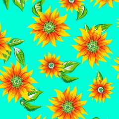 Tecido Chitão Estampado Floral Amarelo e Verde 2829v2