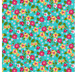 Tecido Chitão Estampado Floral Pequeno Fundo Tiffany 2847v01