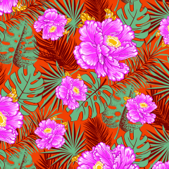 Tecido Chitão Estampado Floral Rosa Costela de Adão Vermelho 2841v02