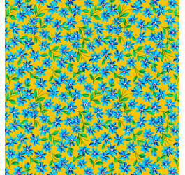 Tecido Chitão Estampado Flores Azul Fundo Amarelo 2865v01