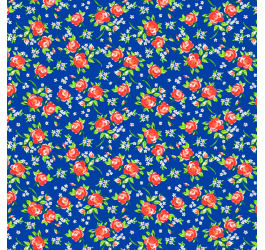 Tecido Chitão Estampado Flores Juninas Fundo Azul 18313