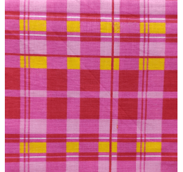 Tecido Chitão Estampado Xadrez Rosa e Amarelo Junina 18309