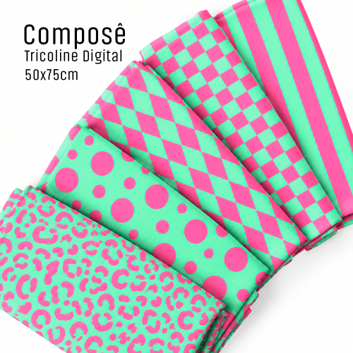 Composê Coleção Prisma Verde e Rosa (0,50x0,75cm)