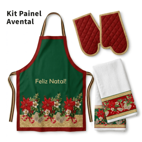 Kit Avental Natalino Luva e Barrado Digital  9101e4680