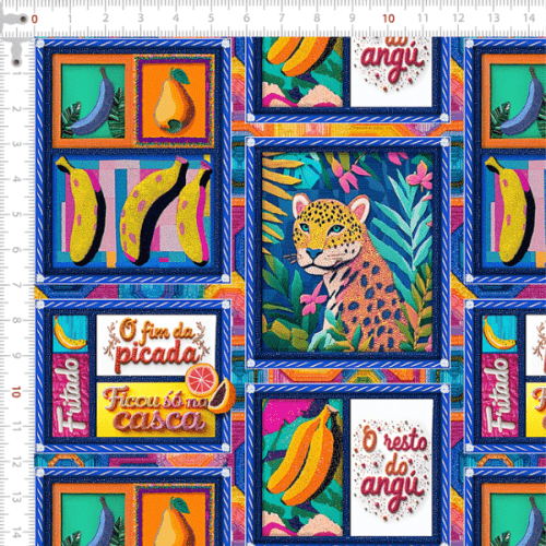 Sarja Impermeavel Estampada Coleção 3D Frutas, Bichos e Ditados 9100E15198