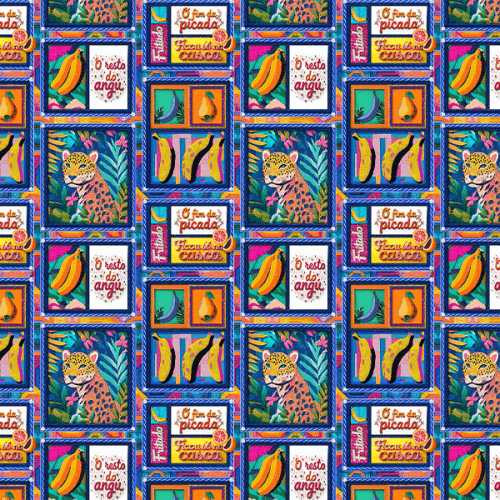 Sarja Impermeavel Estampada 3D Frutas, Bichos e Ditados 9100E15198