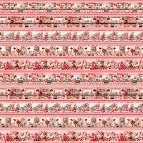 Tecido Tricoline Digital 3D Barrado Chá das Rosas Bordadas ( 0,55 x 1,50 mts ) 9100E15013