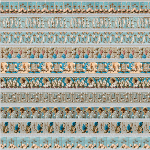 Tecido Tricoline Digital 3D Barrado Flores de Redenção ( 0,55 x 1,50 mts ) 9100E15019