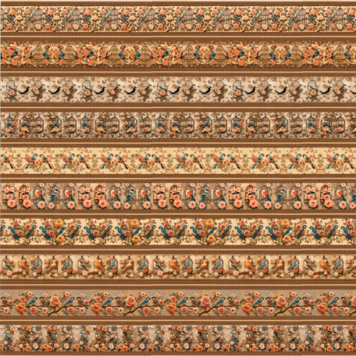 Tecido Tricoline Digital 3D Barrado Pássaros Exoticos ( 0,55 x 1,50 mts ) 9100E15031