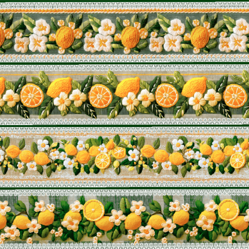 Tecido Tricoline Digital 3D Barrado Primavera Siciliana ( 0,55 x 1,50 mts ) 9100E15016