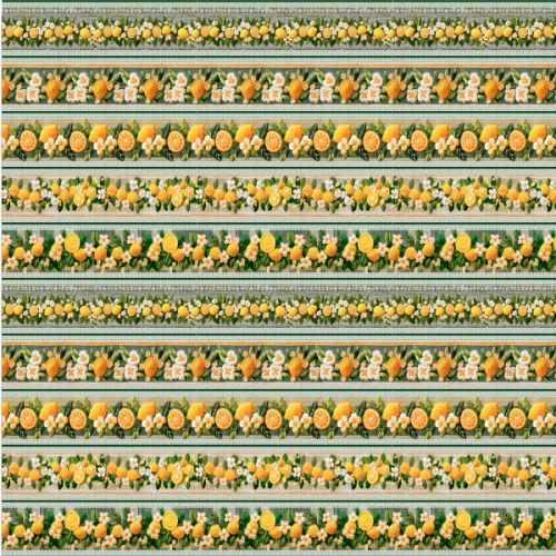 Tecido Tricoline Digital 3D Barrado Primavera Siciliana ( 0,55 x 1,50 mts ) 9100E15016