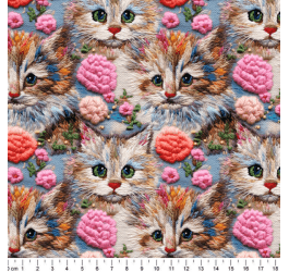 Tecido Tricoline Digital 3D Felinos Floral DS81576