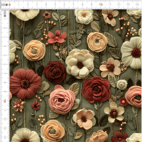 Tecido Tricoline Digital 3D Floral Antigo 9100E14361