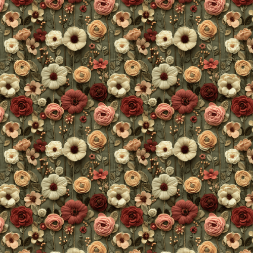 Tecido Tricoline Digital 3D Floral Antigo 9100E14361
