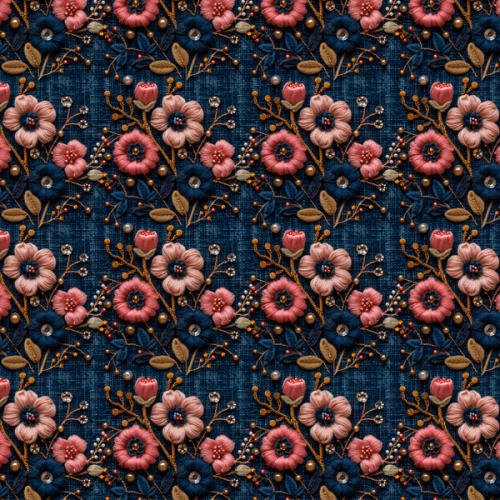 Tecido Tricoline Digital 3D Flores e Cristais 9100E12930