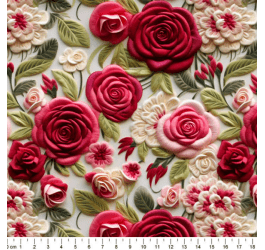 Tecido Tricoline Digital 3D Flores e Folhas DS81713