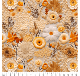 Tecido Tricoline Digital 3D Flores Encanto Tons Amarelado DS81744