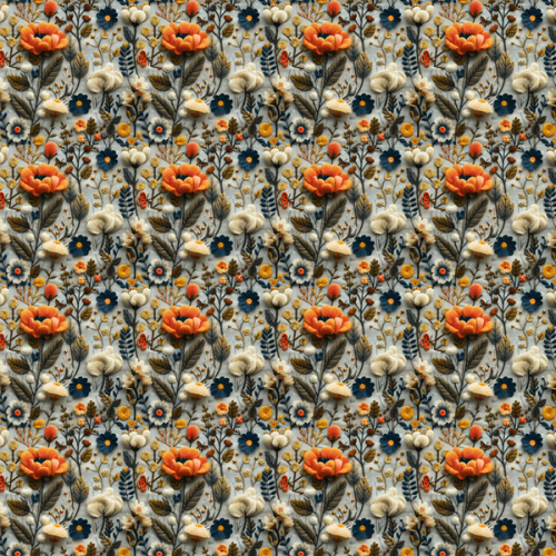 Tecido Tricoline Digital 3D Flores no Outono 9100E14355