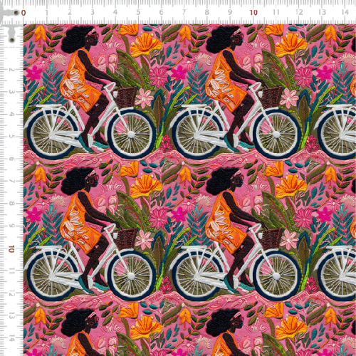 Tecido Tricoline Digital 3D Pedalando na Primavera 9100E13162