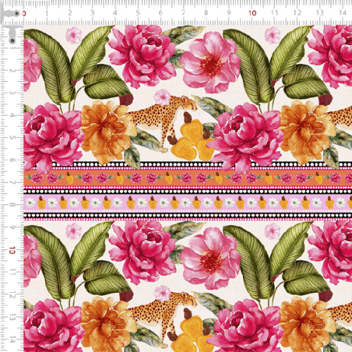 Tecido Tricoline Digital 3D Tropical Luxo 9100E15039