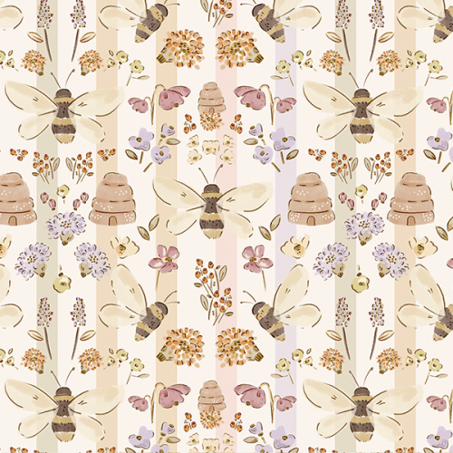 Tecido Tricoline Digital Abelhas Colmeia Floral 9100E16015