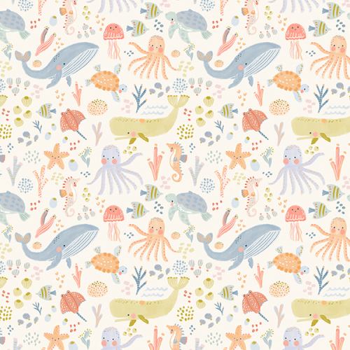 Tecido Tricoline Digital Animais do Oceano 9100E16045