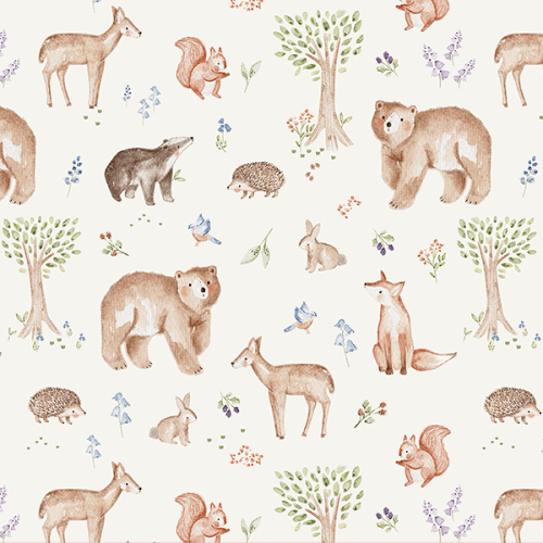 Tecido Tricoline Digital Animais Floresta Infantil 9100E16017