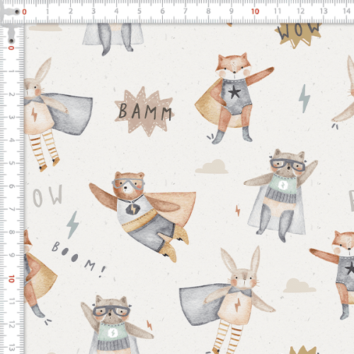 Tecido Tricoline DIgital Animais Super Heróis 9100E16052