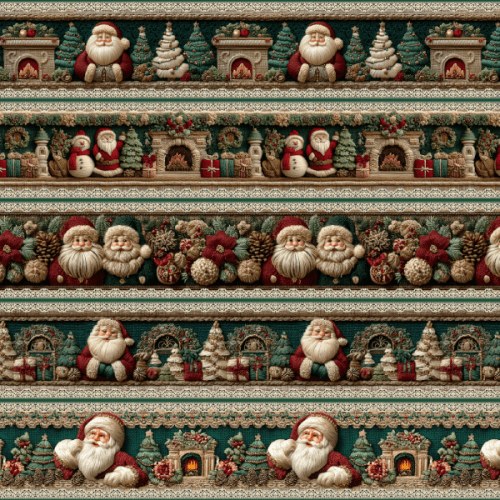 Tecido Tricoline Digital Barrado Amigos Papai Noel Natal 9101E14869