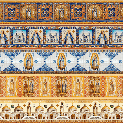 Tecido Tricoline Digital Barrado Azulejos Sacros 9000e213