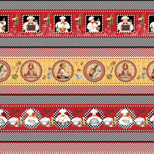 Tecido Tricoline Digital Barrado Chefes de Cozinha Gourmet (0,55 x 1,50 mts) 9100e8182