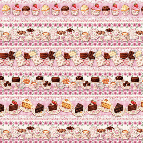 Tecido Tricoline Digital Barrado Confeitaria Rosa A9853v01
