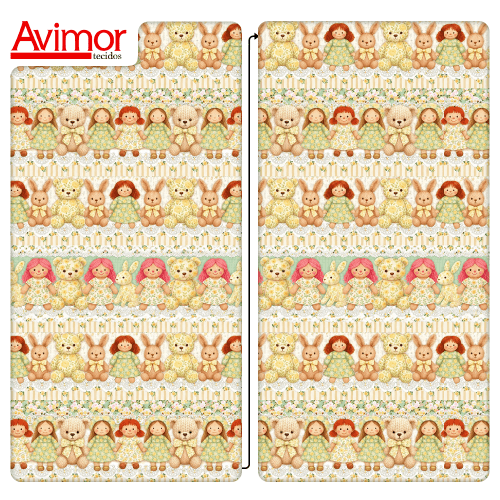 Tecido Tricoline Digital Barrado Doce Infância Amarelo A9852v03