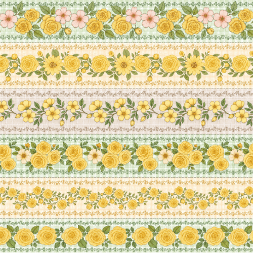 Tecido Tricoline Digital Barrado Floral Xadrez Amarelo A9848v03