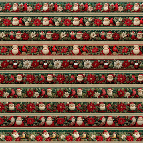 Tecido Tricoline Digital Barrado Flores Noel Natal Cute 9101E14877